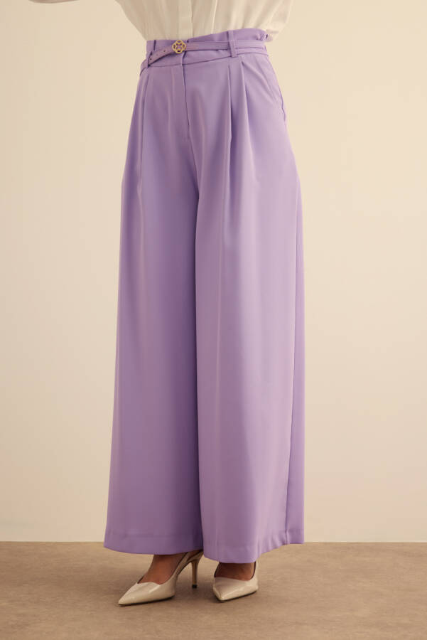 Lila Klasik Dokuma Pantolon Etek - 5