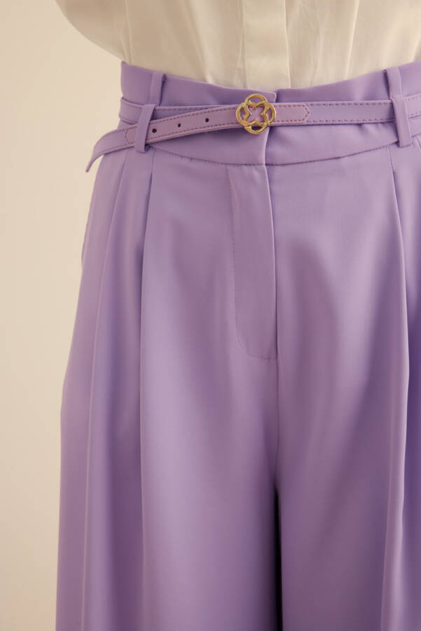 Lila Klasik Dokuma Pantolon Etek - 6