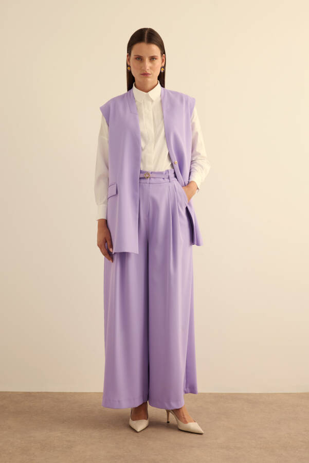 Lila Klasik Dokuma Pantolon Etek - Aker