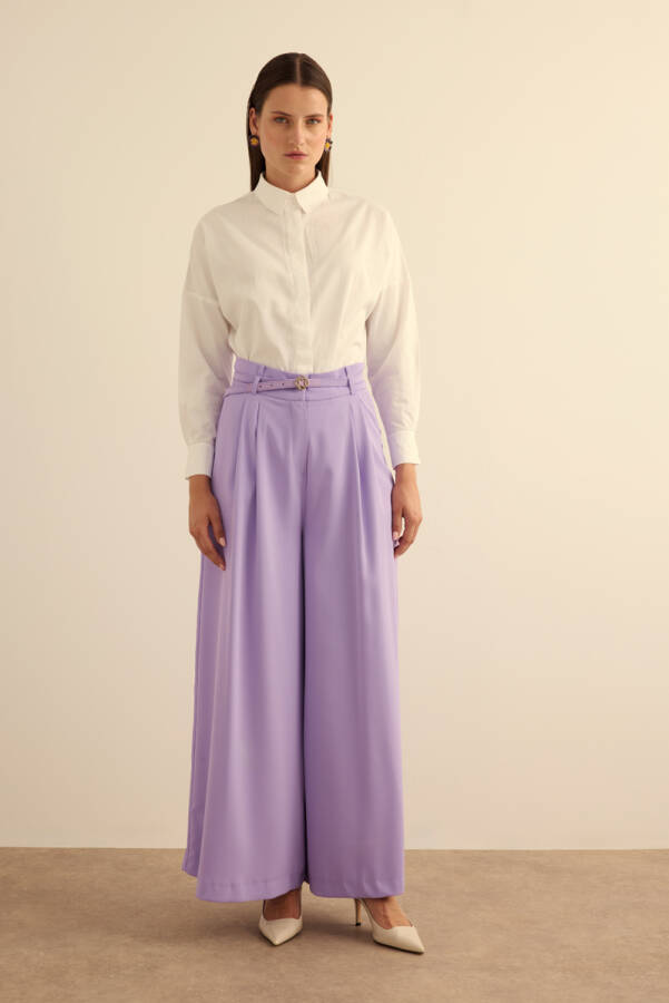 Lila Klasik Dokuma Pantolon Etek - Aker (1)