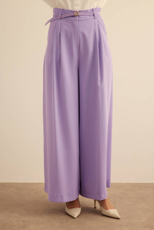 Lila Klasik Dokuma Pantolon Etek - 4