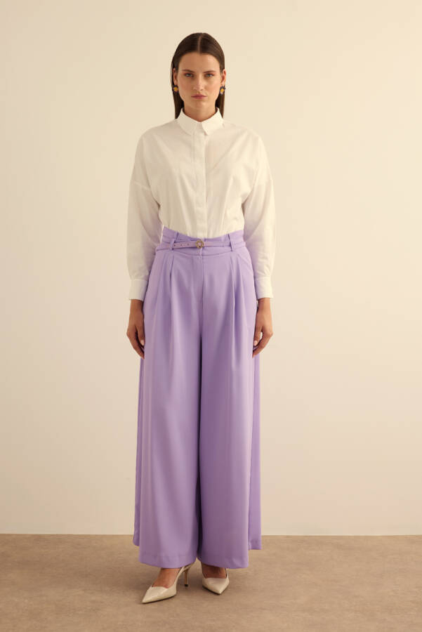 Lila Klasik Dokuma Pantolon Etek - 3