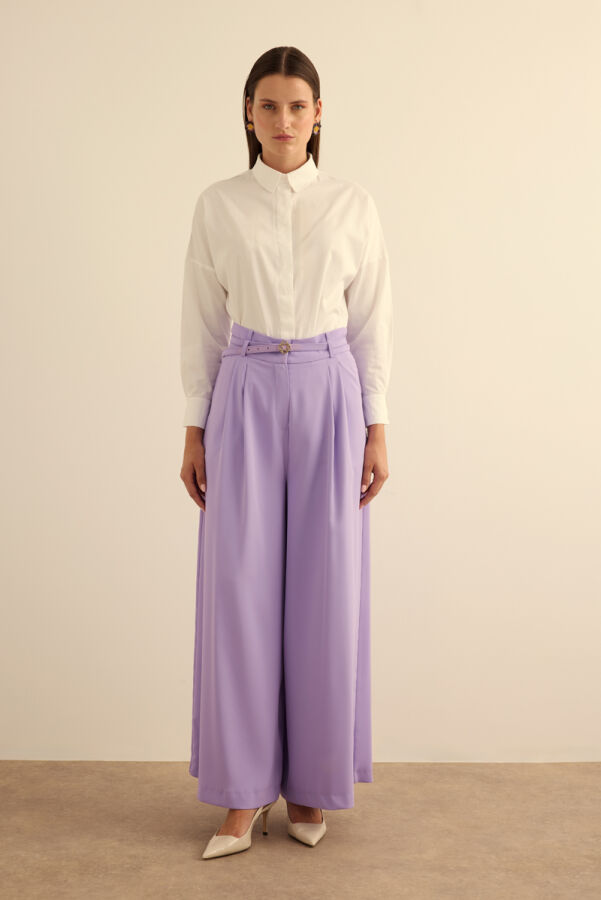 Lila Klasik Dokuma Pantolon Etek - 3