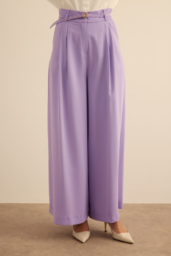 Lila Klasik Dokuma Pantolon Etek - 4