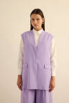 Lila Önden Çıtçıtlı Dokuma Yelek - 1