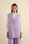 Lila Önden Çıtçıtlı Dokuma Yelek - 2