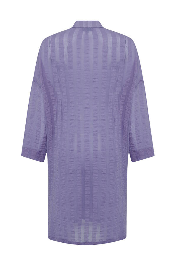 Lila Patı Çiçek İşlemeli Tunik - 3