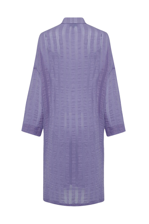 Lila Patı Çiçek İşlemeli Tunik - 3