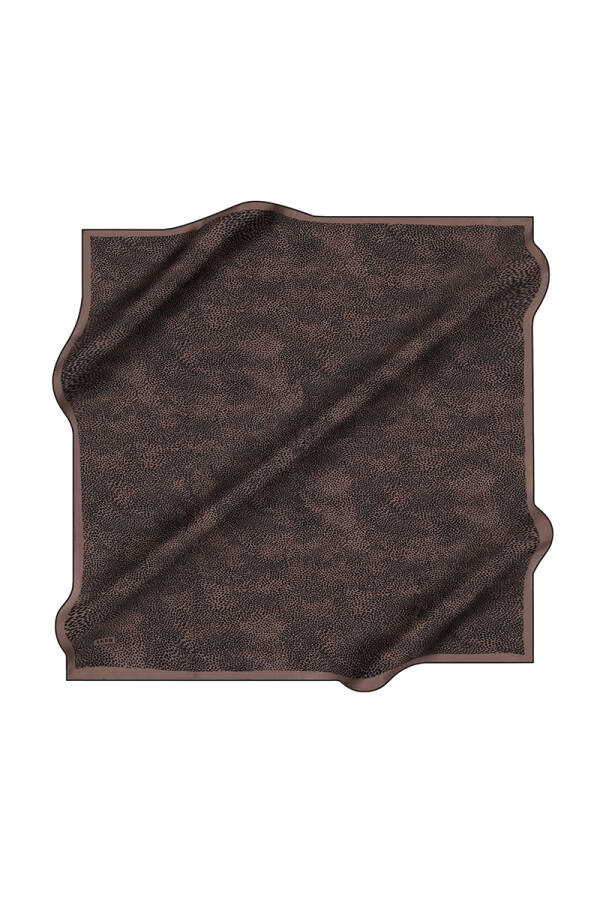 Logo Desenli İpek Krep Saten Eşarp - 1