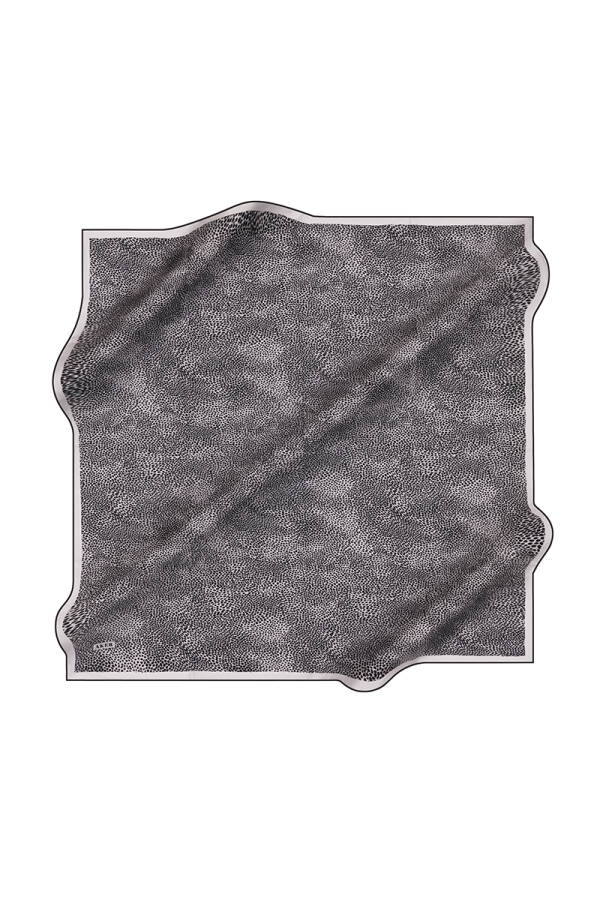 Logo Desenli İpek Krep Saten Eşarp - 1