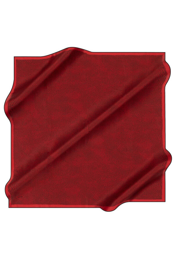 Logo Desenli İpek Krep Saten Eşarp - 1