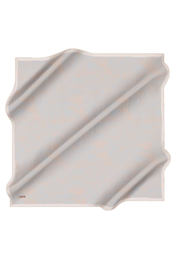 Logo Desenli İpek Krep Saten Eşarp - 1