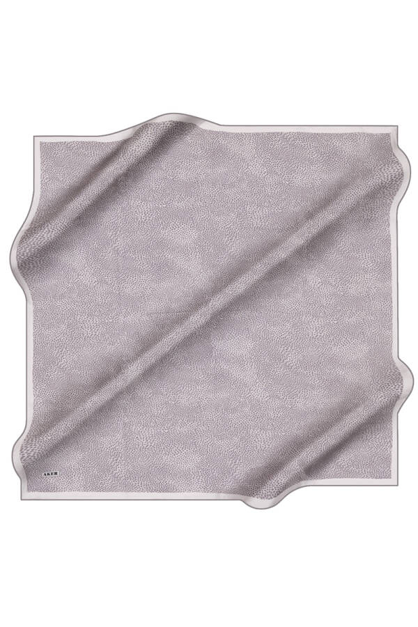 Logo Desenli İpek Krep Saten Eşarp - 1