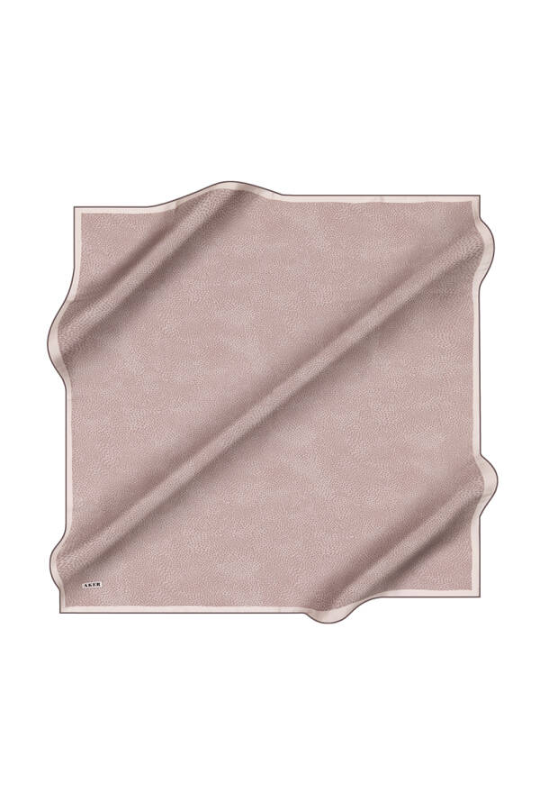 Logo Desenli İpek Krep Saten Eşarp - 1