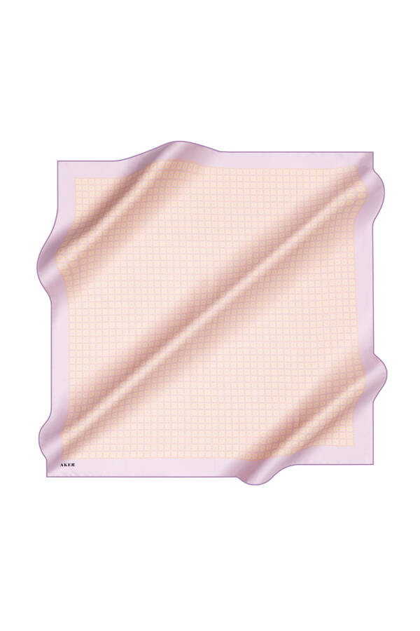 Logo Desenli Aker İpek Krep Saten Eşarp - 1