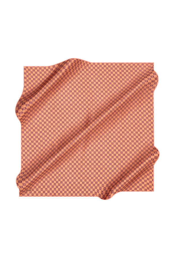 Logo Desenli Aker İpek Krep Saten Eşarp - 1