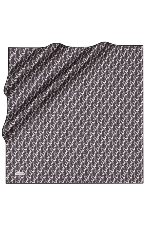 Logo Desenli İpek Twill Eşarp - 1