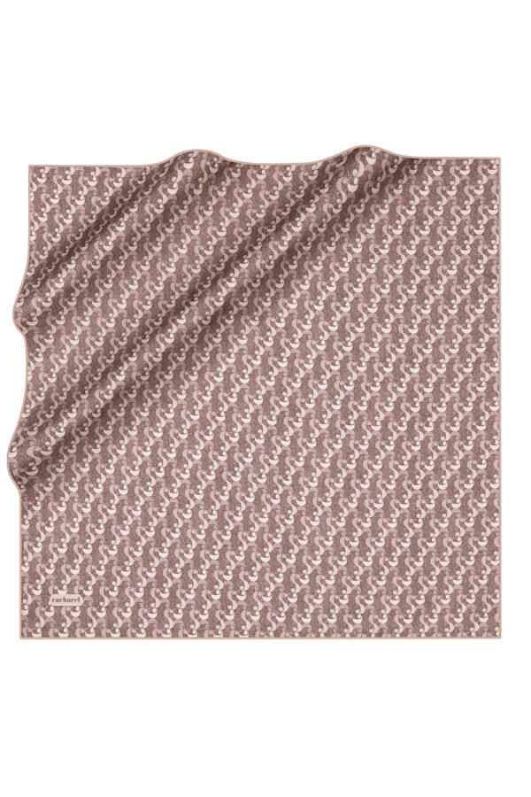 Logo Desenli İpek Twill Eşarp - 1