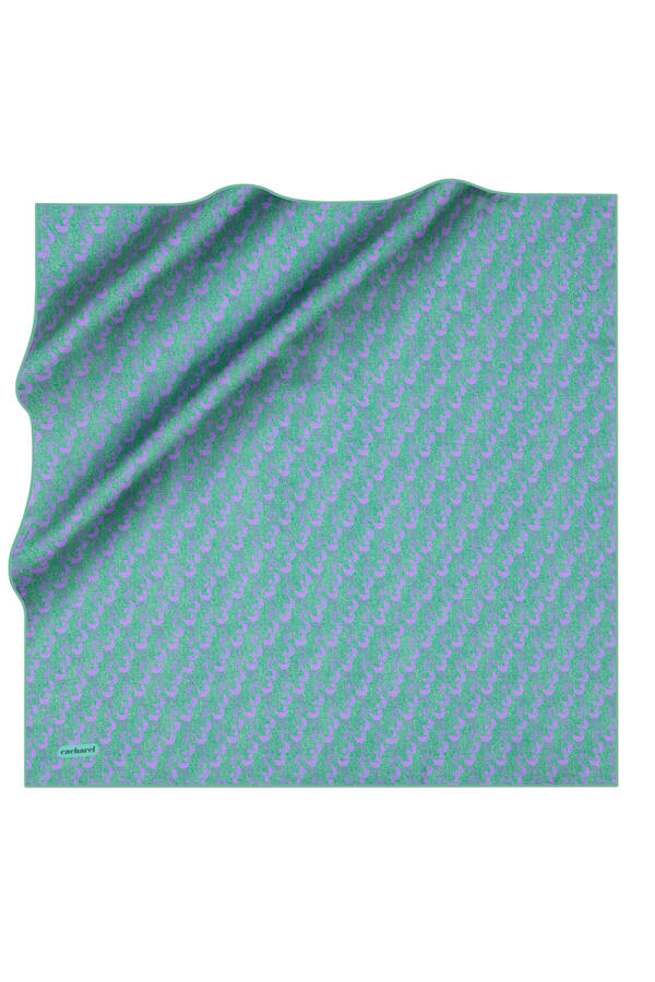 Logo Desenli İpek Twill Eşarp - 1