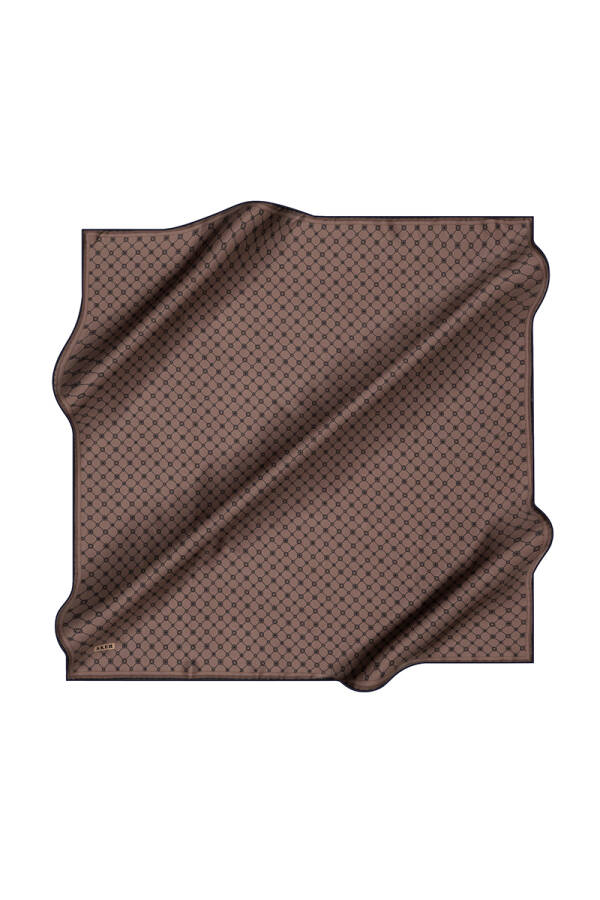 Açık Kahverengi 90X90 İpek Krep Saten Eşarp - 1