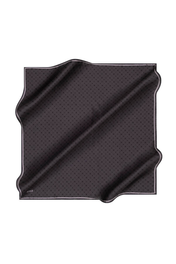 Logo Desenli Aker İpek Krep Saten Eşarp - 1