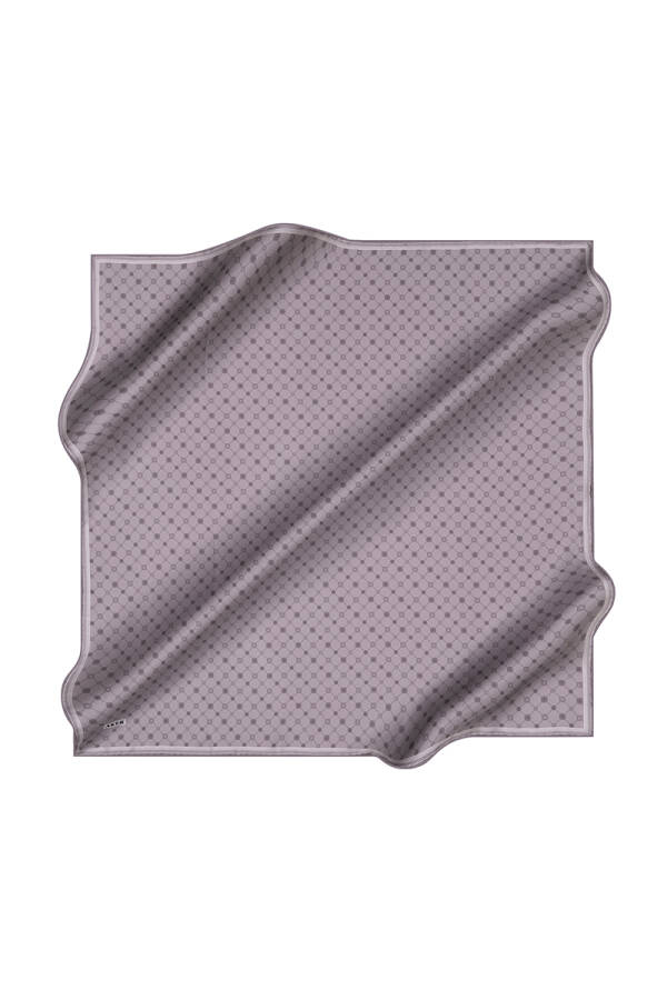 Gri 90X90 İpek Krep Saten Eşarp - 1