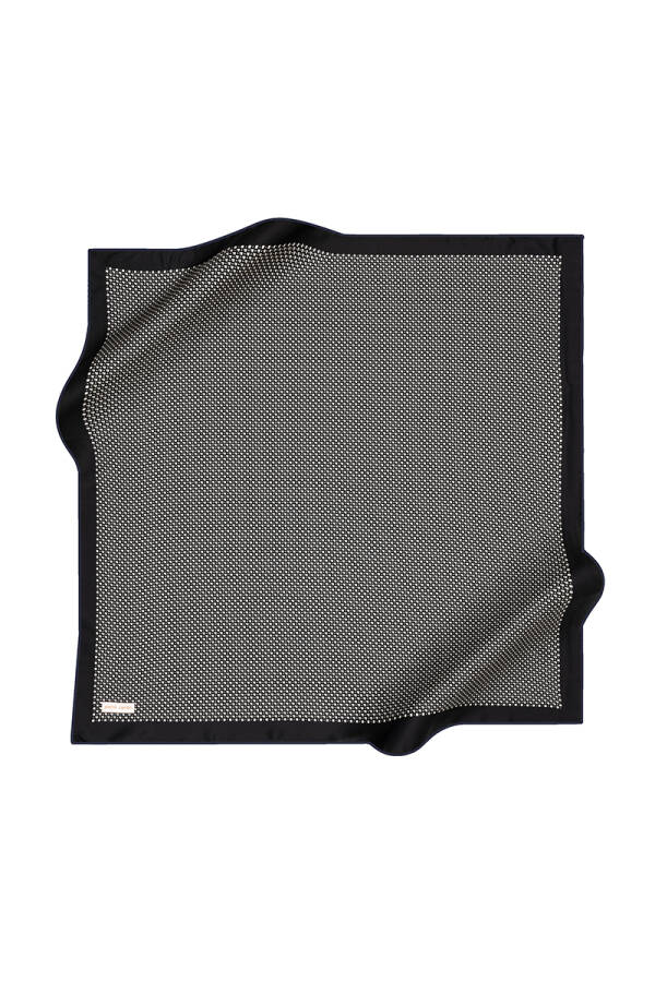 Siyah 90X90 İpek Krep Saten Eşarp - 1