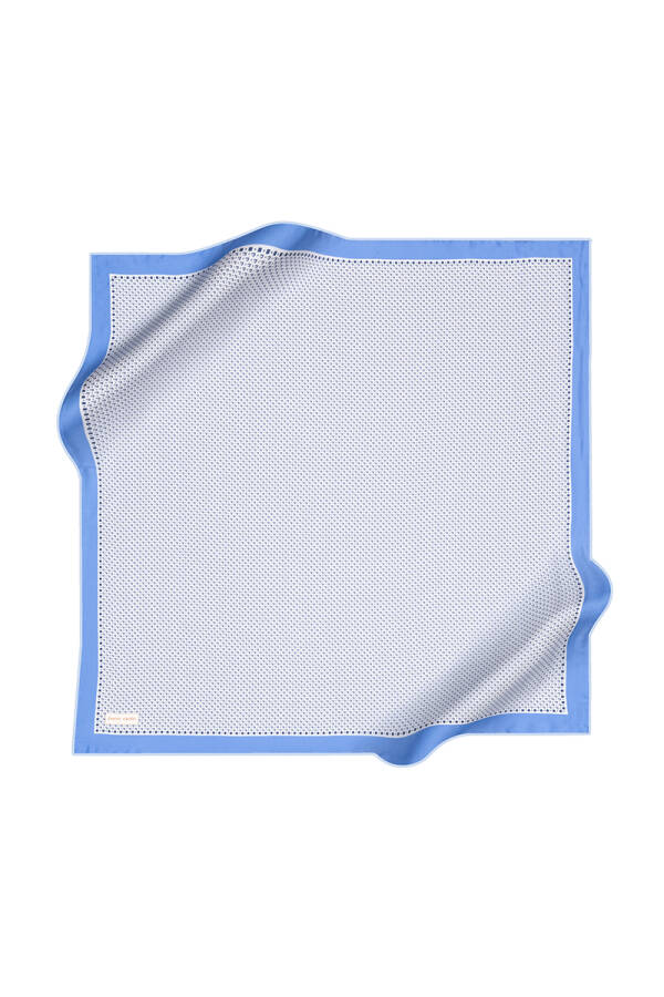 Açık Mavi 90X90 İpek Krep Saten Eşarp - 1