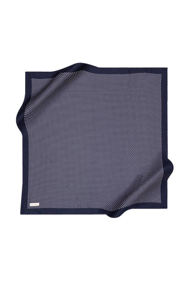 Lacivert 90X90 İpek Krep Saten Eşarp - 1