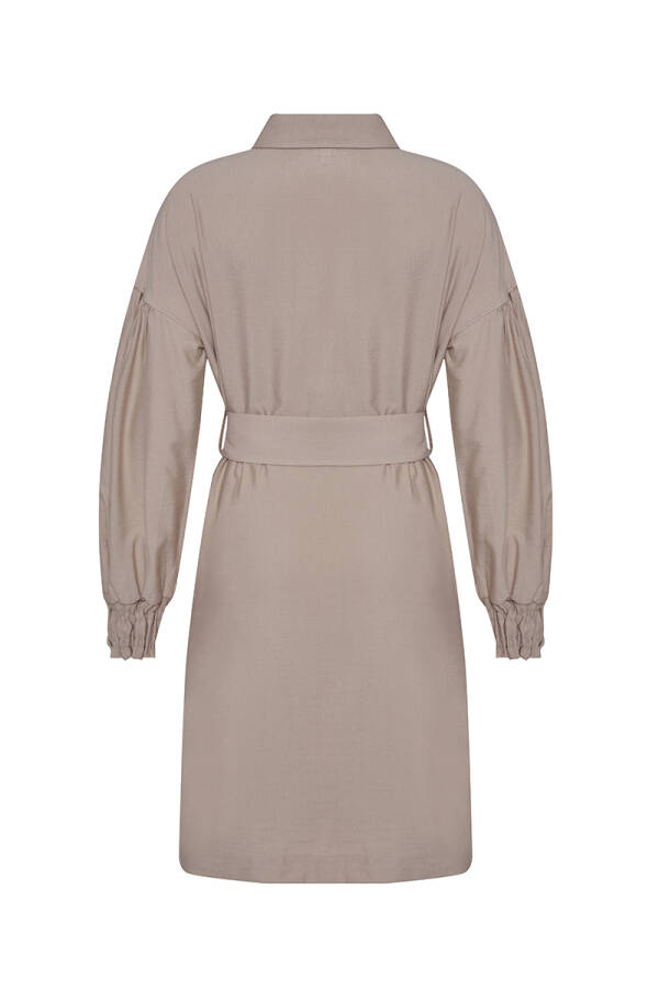 Bej Manşeti Lastikli Tunik - 3