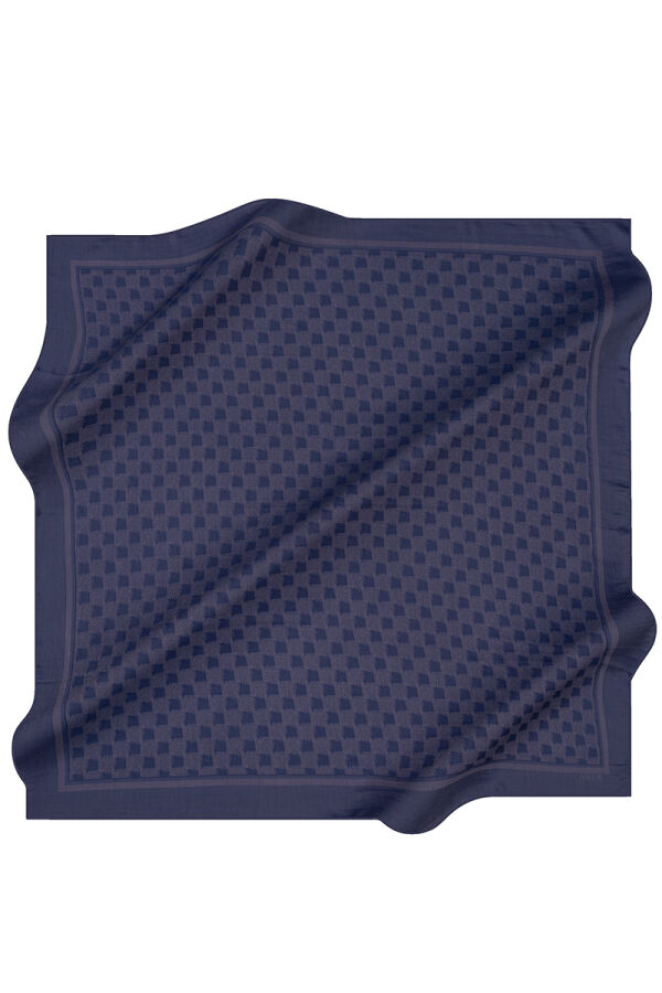 Mavi 100X100 Kare Jakar Eşarp - Aker