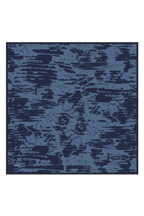 Mavi 110X110 İpek Krep Saten Eşarp - Aker