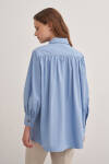 Mavi Gömlek Yaka Cotton Bluz - 5