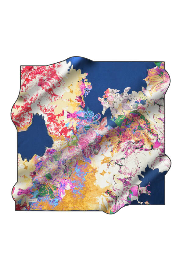 Çiçek Desenli 90X90 Pierre Cardin Krep Saten Eşarp - 1