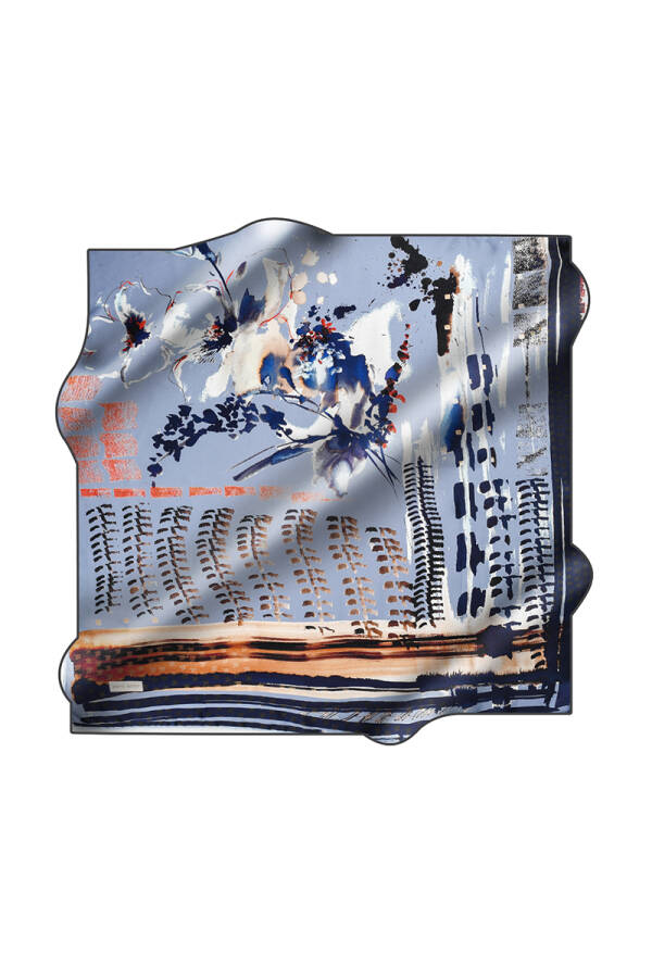 Renkli 90X90 Pierre Cardin Krep Saten Eşarp - 1