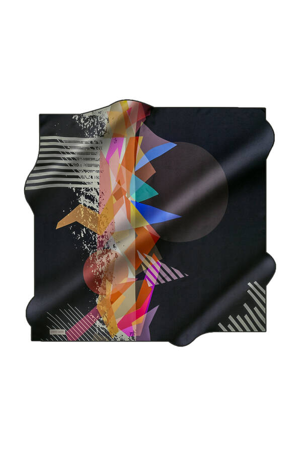 Renkli 90X90 Pierre Cardin Krep Saten Eşarp - 1