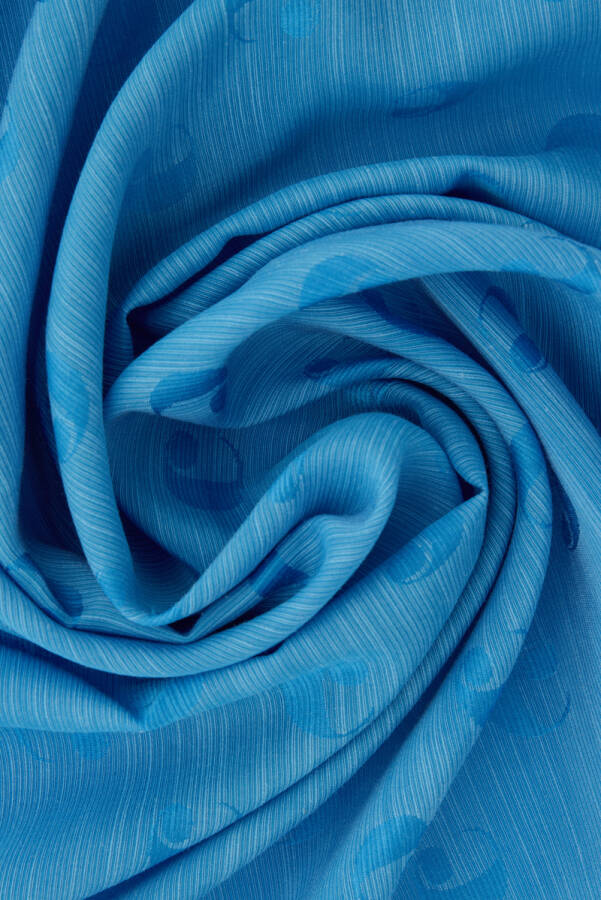 Mavi 75X200 B. Logolu İpek Koton Jakar Şal - Cacharel (1)