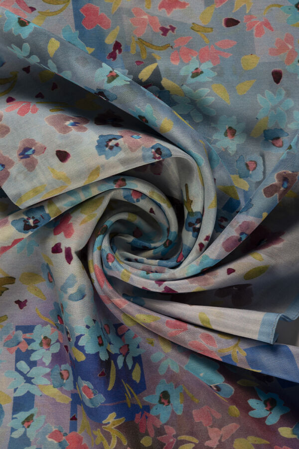 Mavi 75X200 İpek Koton Şal - 2