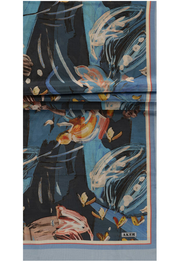 Mavi 75X200 İpek Koton Şal - 1