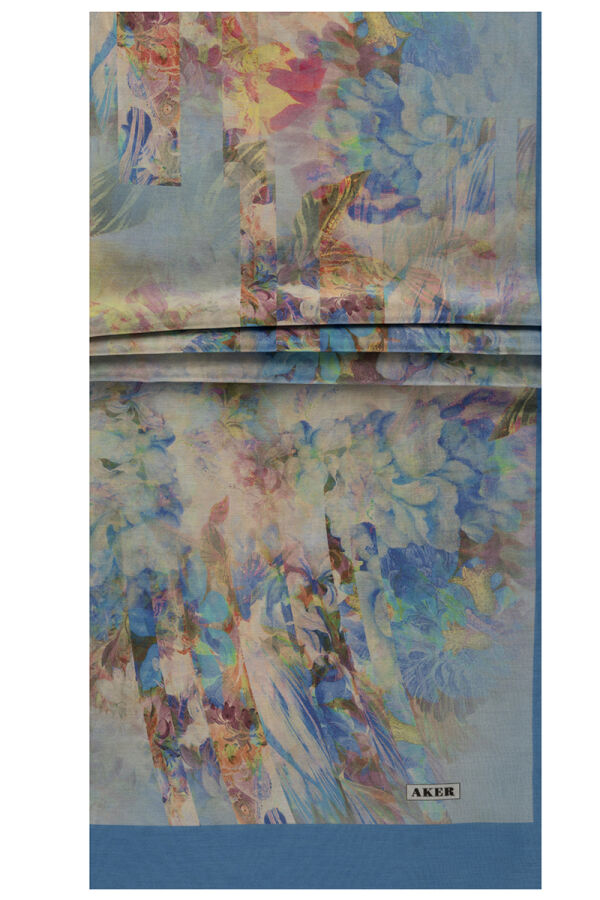 Mavi 75X200 İpek Koton Şal - 1