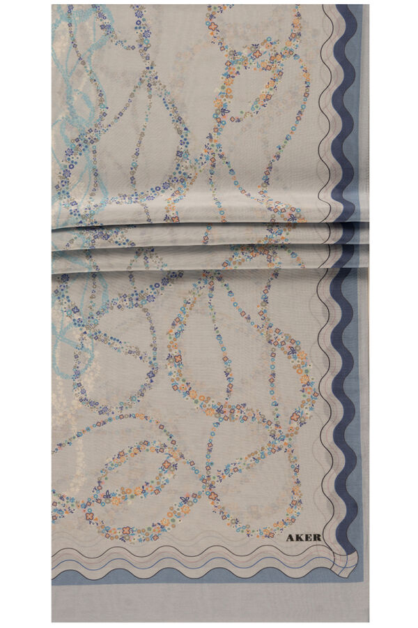 Mavi 75X200 İpek Koton Şal - 1