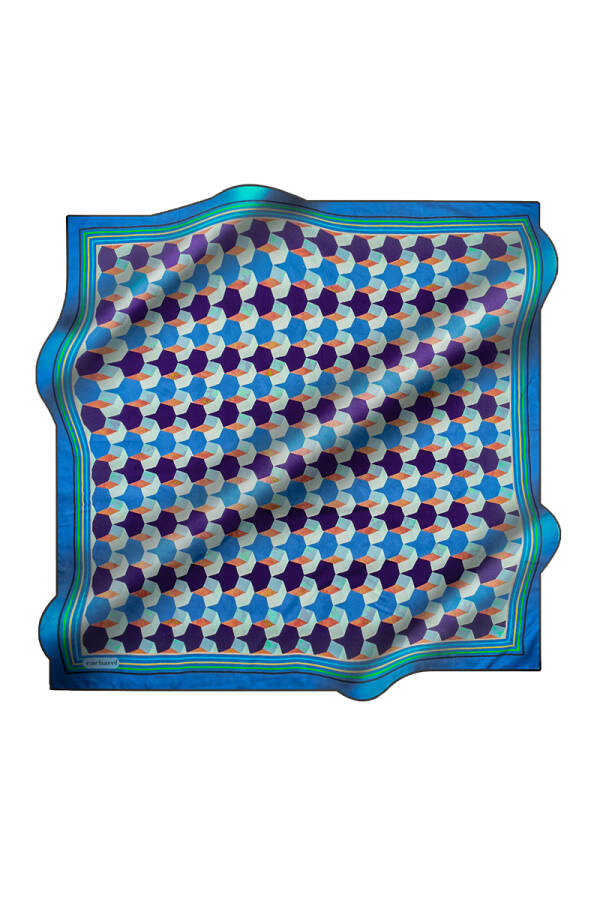 Renkli 90X90 İpek Twill Eşarp - 1