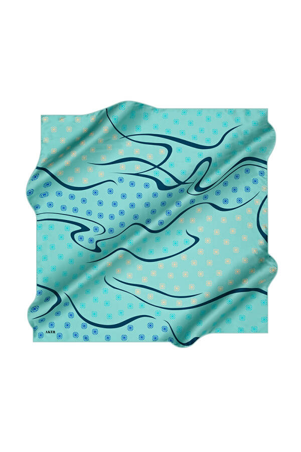 Logo Desenli 90X90 İpek Krep Saten - 1