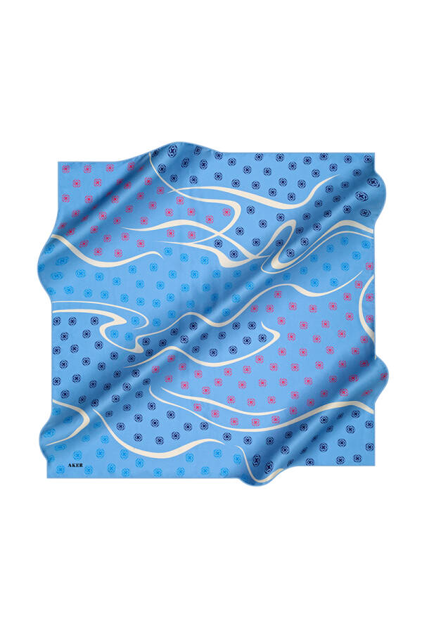 Logo Desenli 90X90 İpek Krep Saten - 1