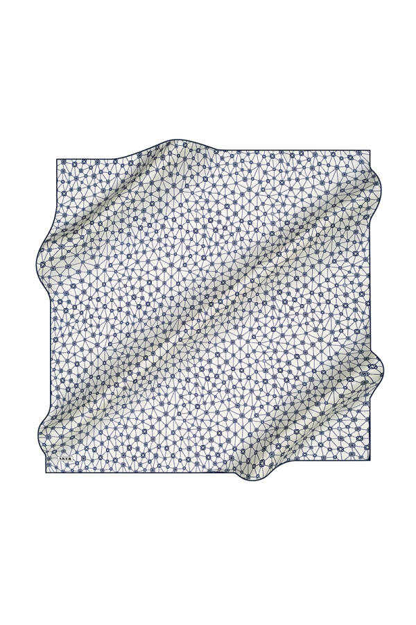 Geometrik Desenli 90X90 İpek Krep Saten - 1