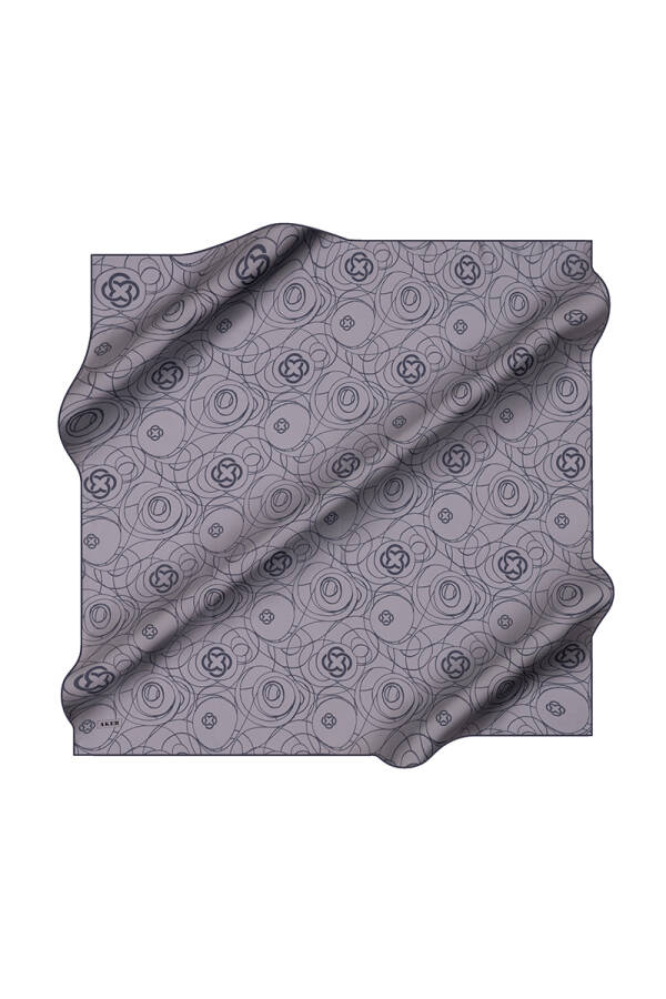 Mavi 90X90 İpek Krep Saten Eşarp - 1