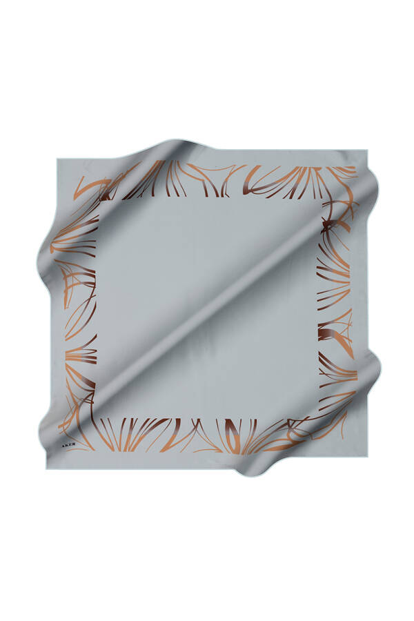 Mavi 90X90 İpek Krep Saten Eşarp - 1