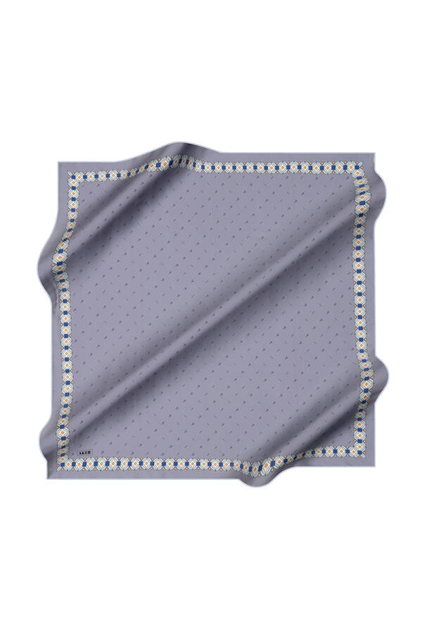 Mavi 90X90 İpek Krep Saten Eşarp - 1