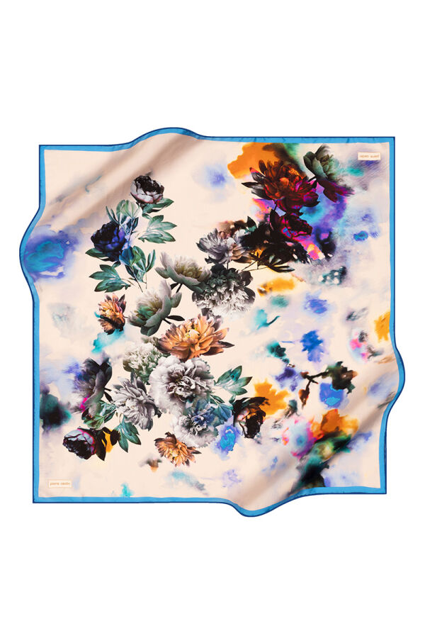 Mavi 90X90 İpek Krep Saten Eşarp - Pierre Cardin