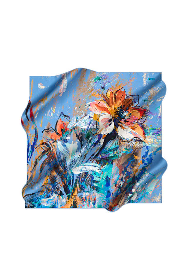 Çiçek Desenli 90X90 İpek Tivil - 1